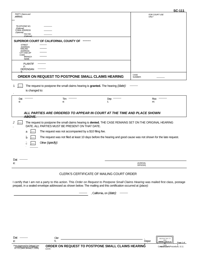 SC 111  Form