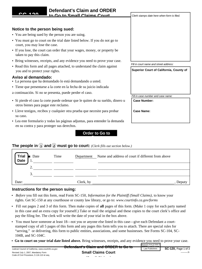 California Claim Claims  Form