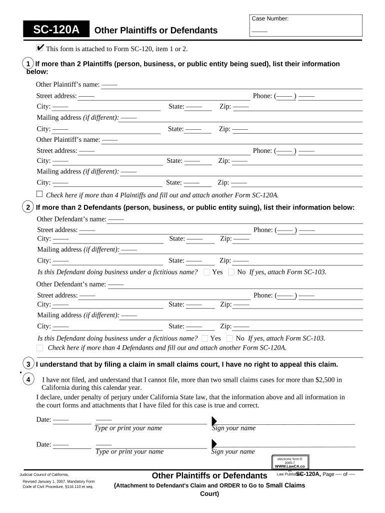 Small Claims Court  Form