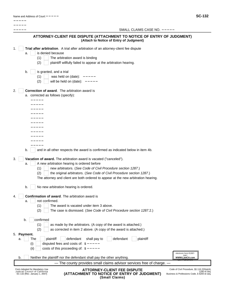 Attorney Fee Dispute California  Form