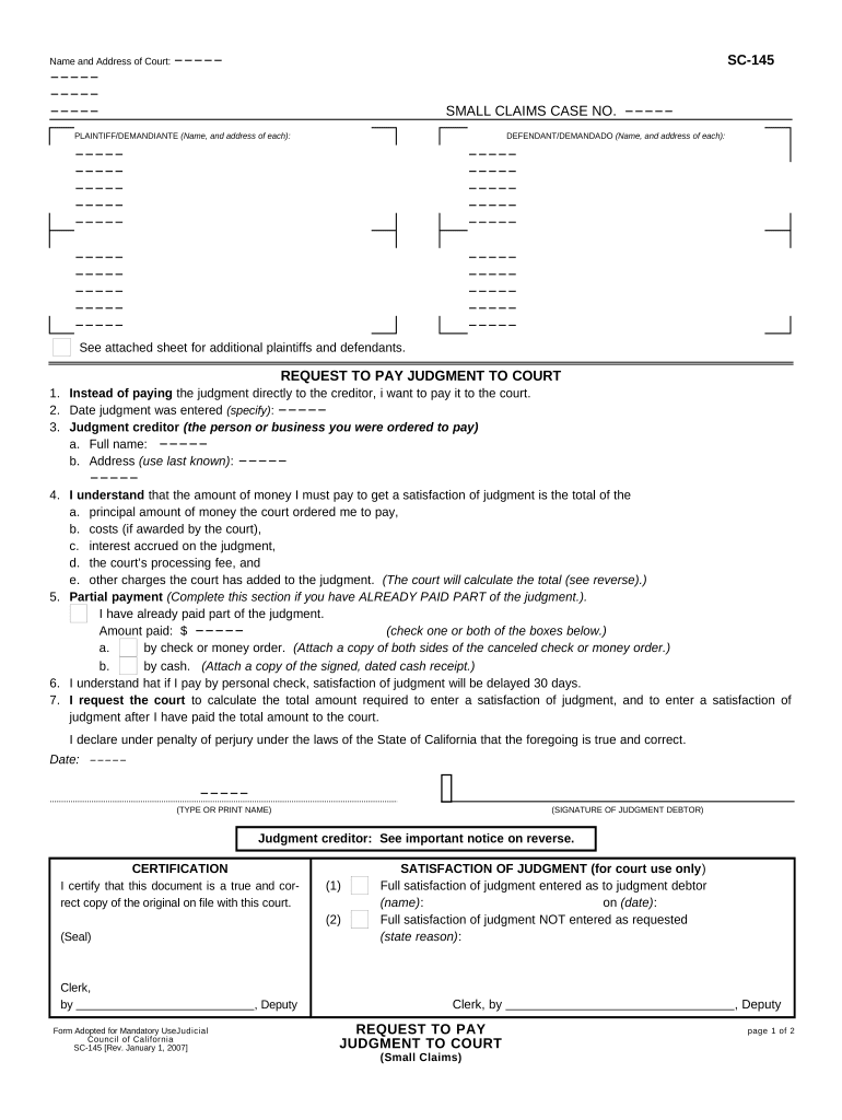 Request Judgment  Form