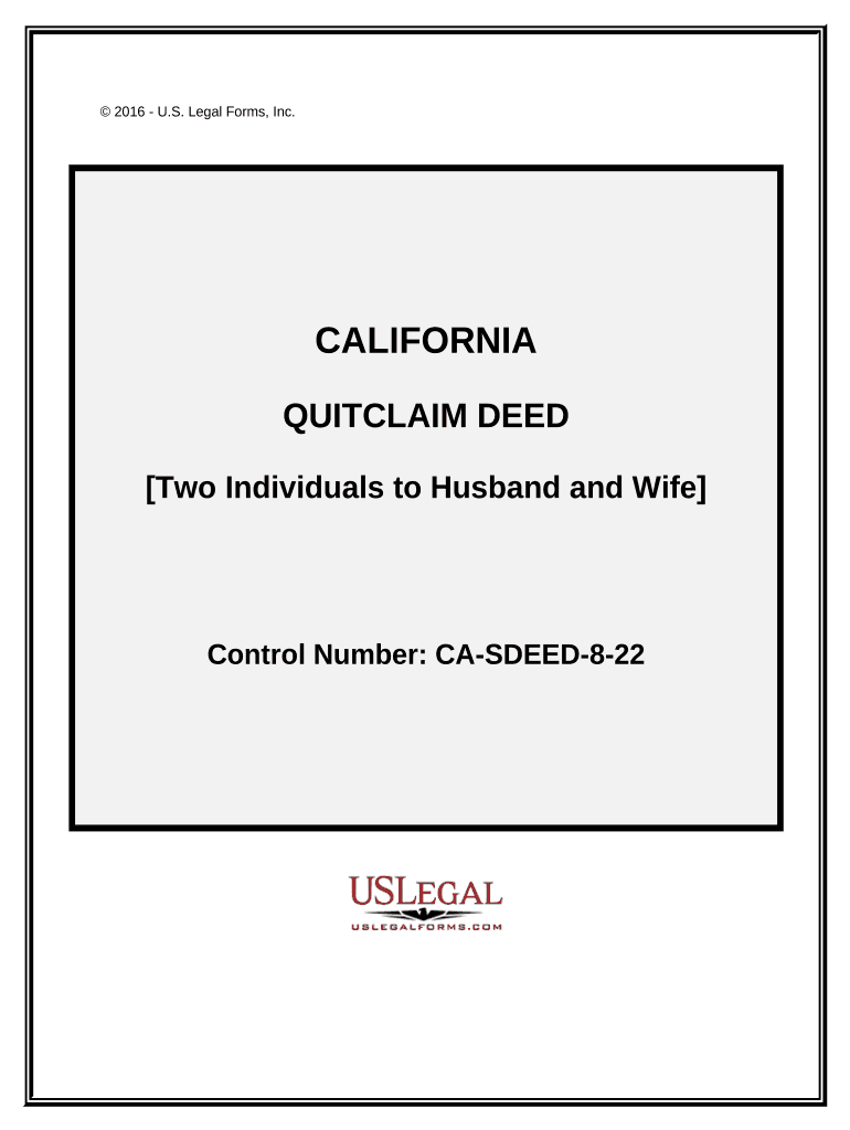 Quitclaim Deed from Two Individuals to Husband and Wife California  Form