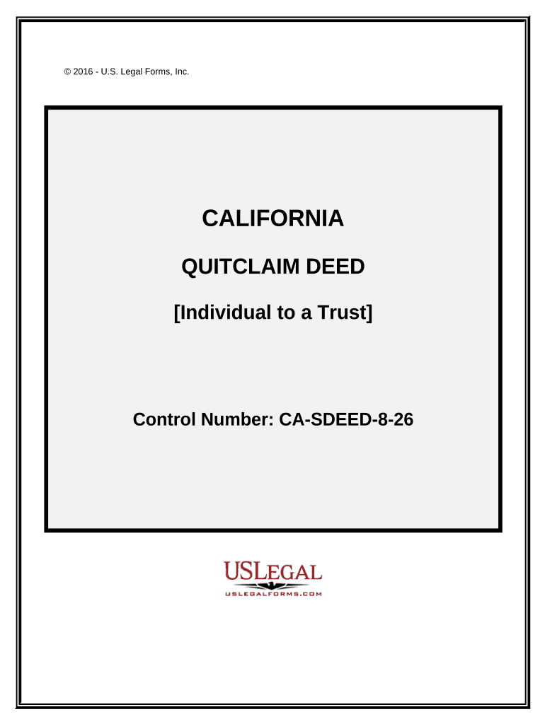 Quitclaim Deed for Individual to a Trust California  Form