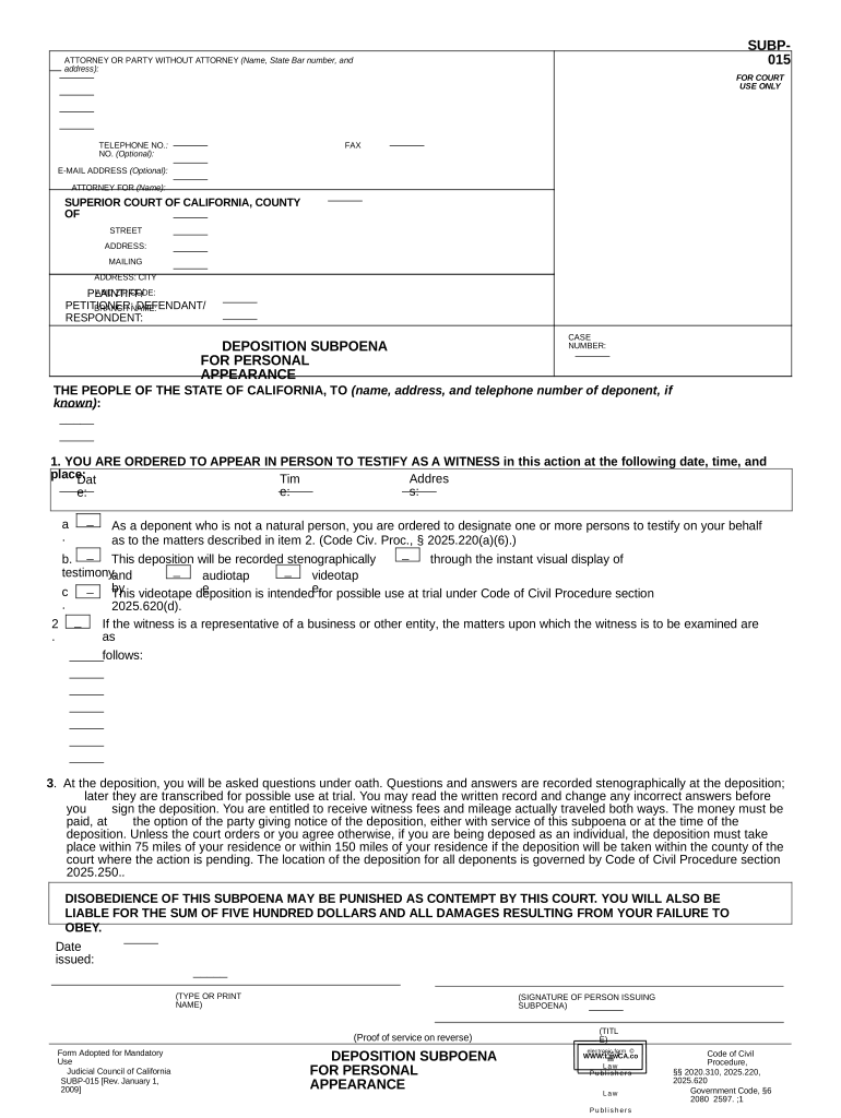 Deposition Appearance  Form