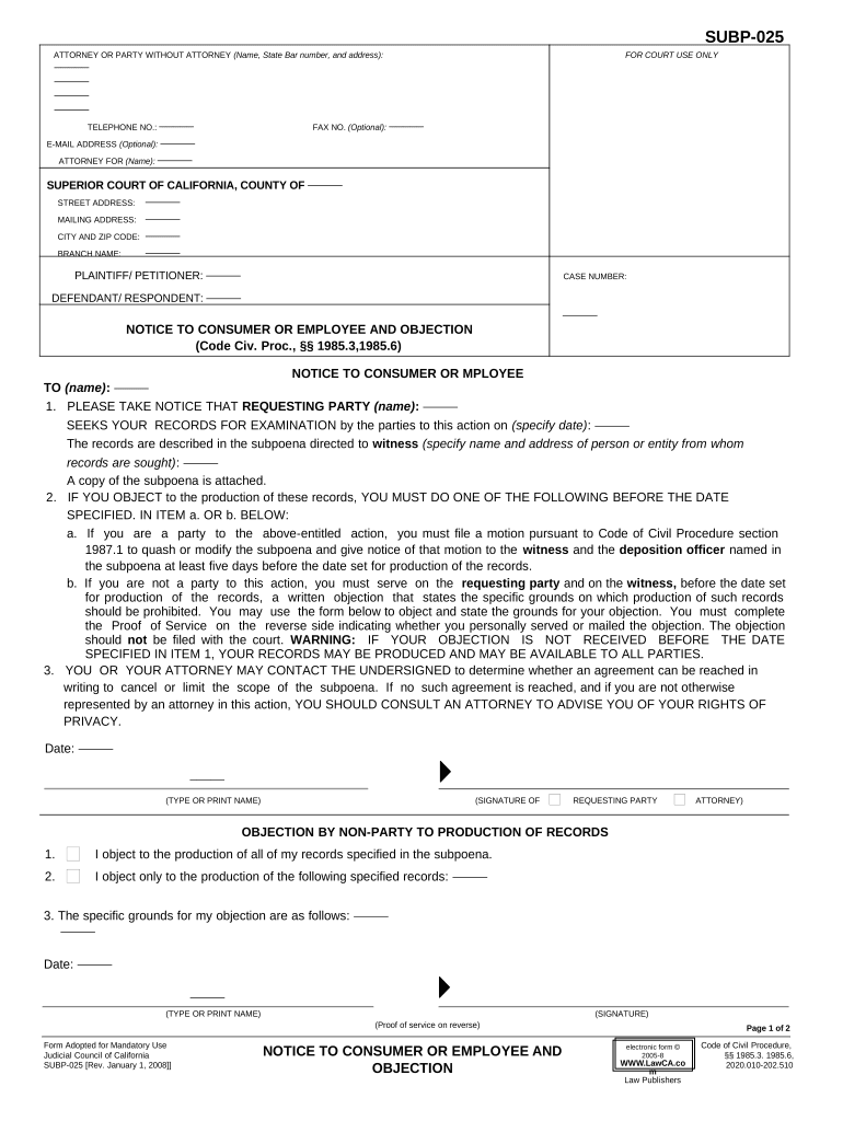 Ca Notice Consumer  Form