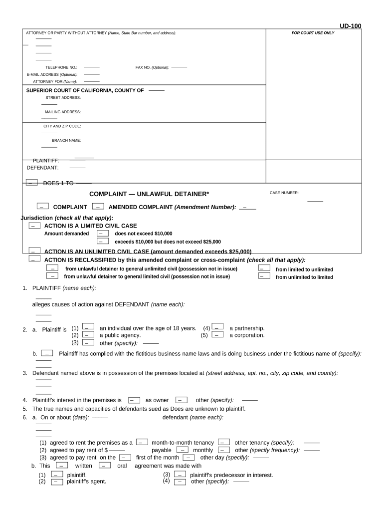 California Unlawful  Form