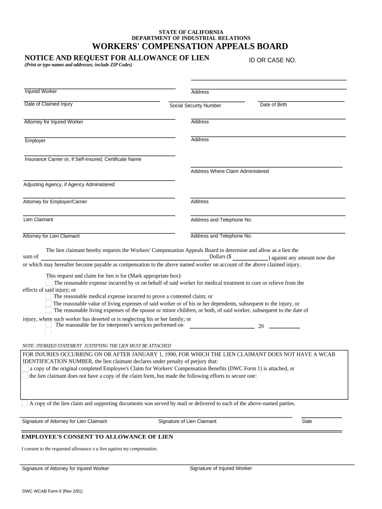 California Workers Compensation  Form