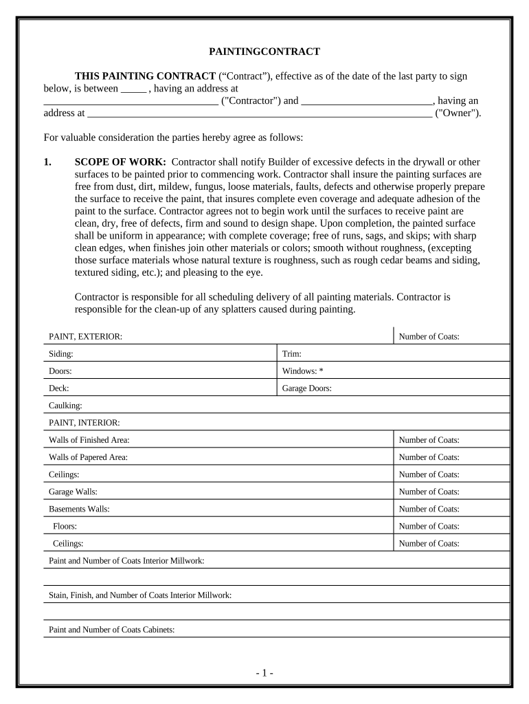 Painting Contract for Contractor Colorado  Form