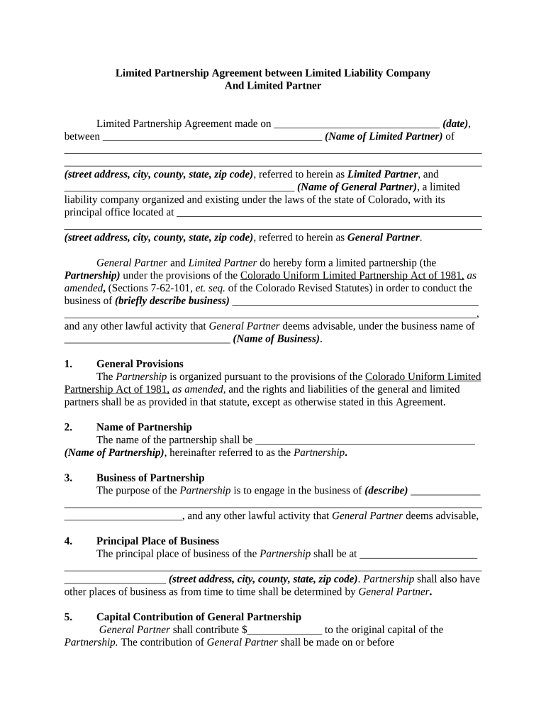 Colorado Limited Company  Form