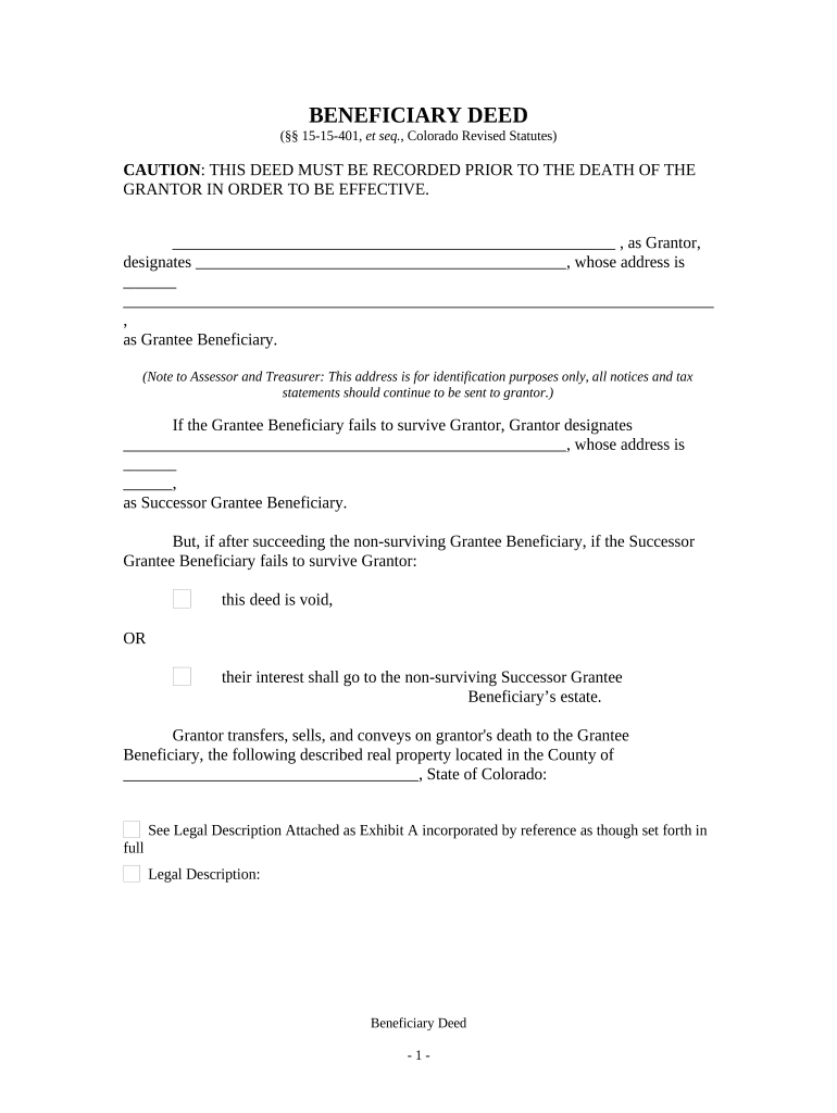 Transfer Death Colorado  Form