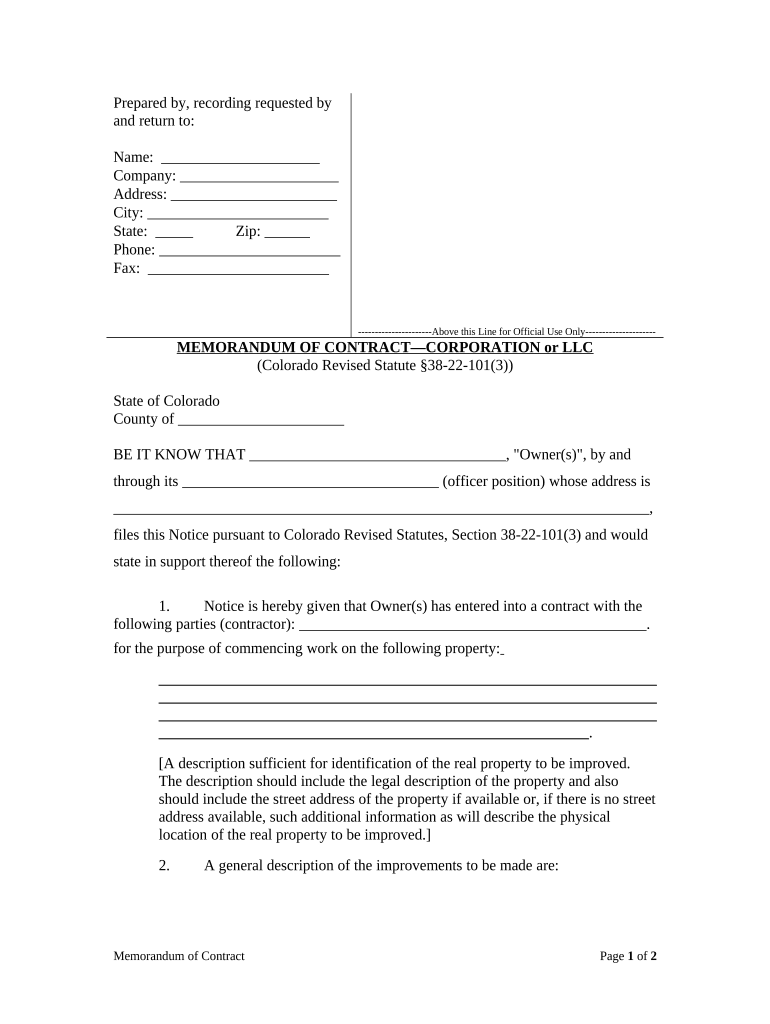 Colorado Llc Company  Form