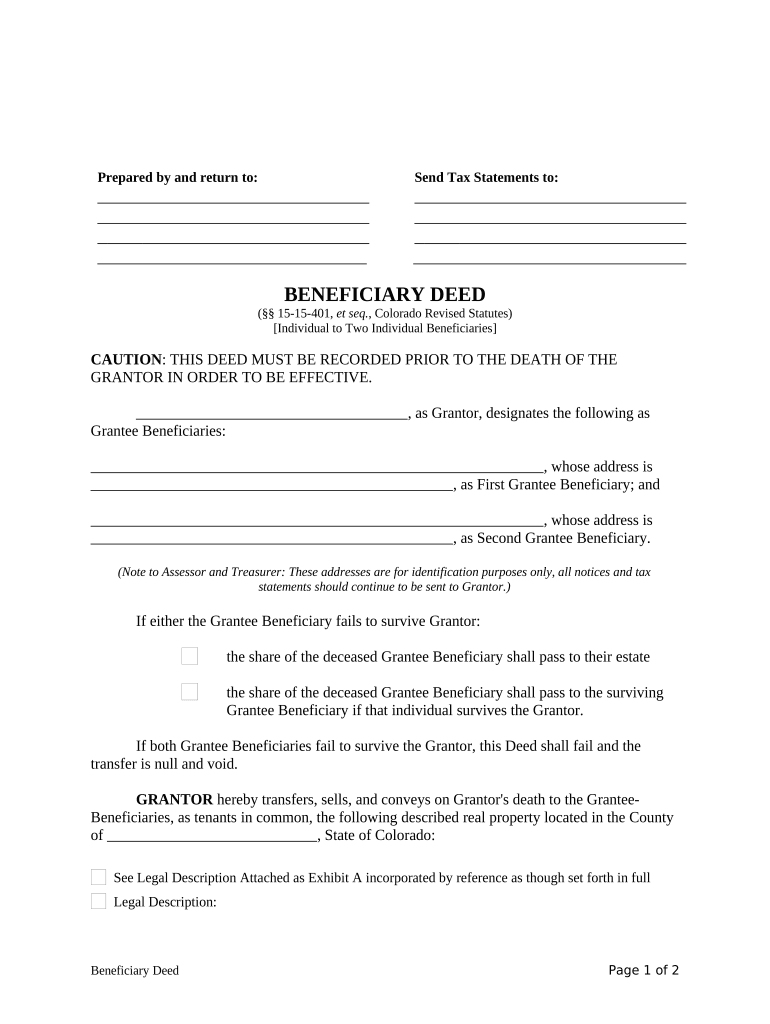Colorado Beneficiary Deed  Form