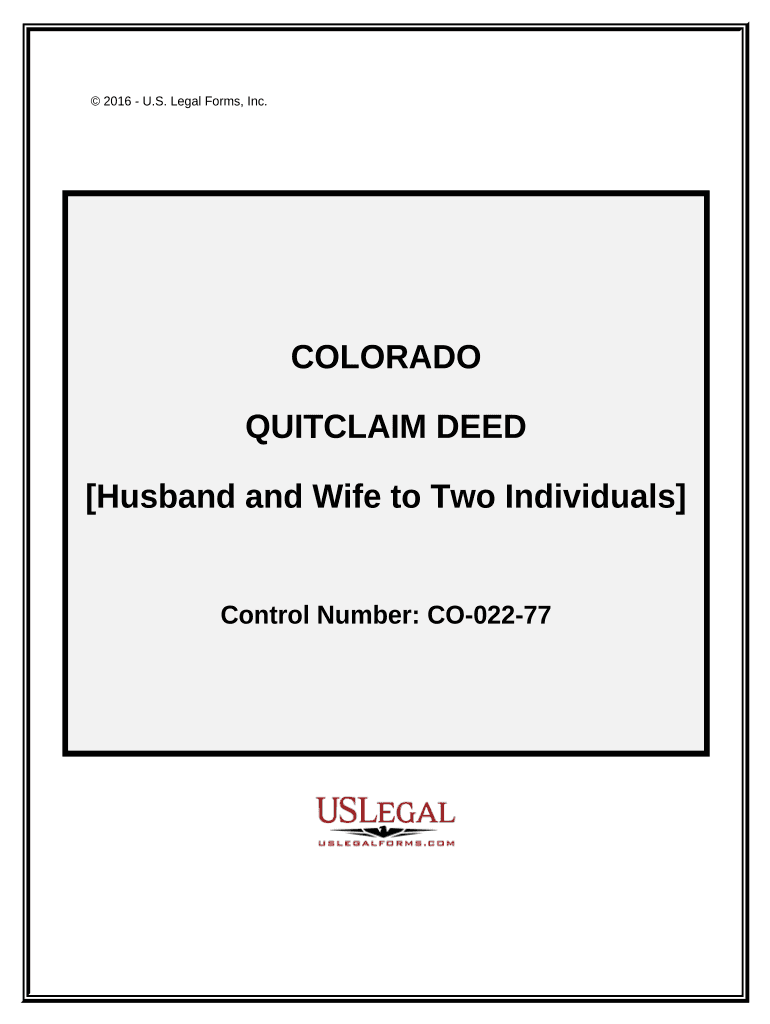 Quitclaim Deed from Husband and Wife as Grantors to Two Individual Grantees Colorado  Form