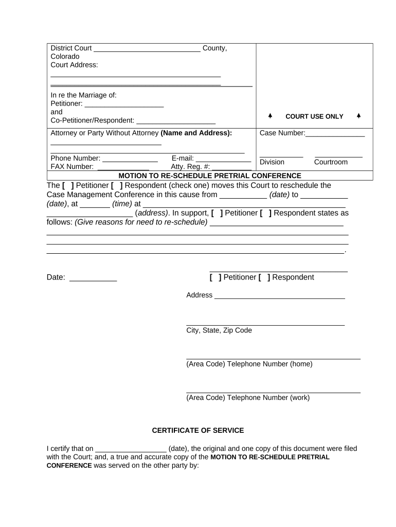 Motion Pretrial Conference  Form
