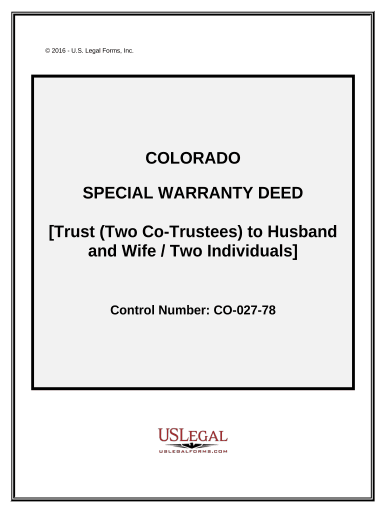 Colorado Special Warranty Deed  Form