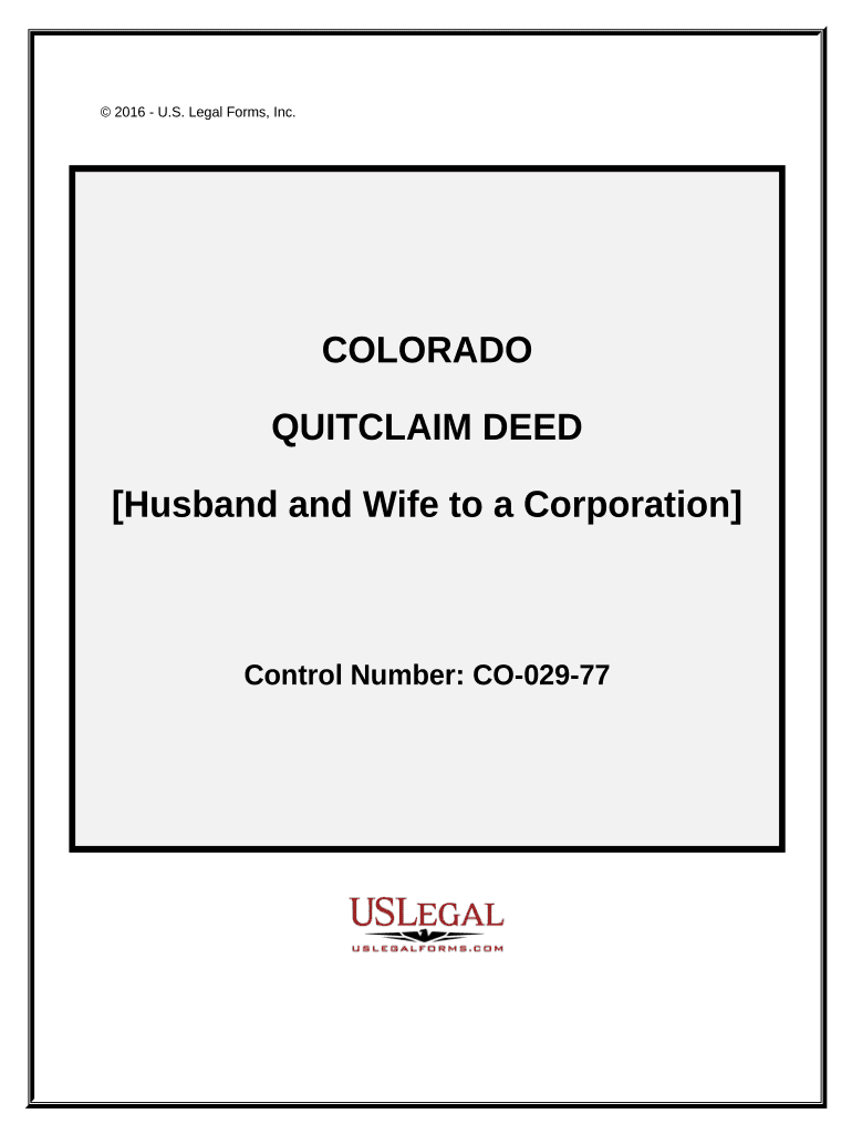 Quitclaim Deed from Husband and Wife to Corporation Colorado  Form