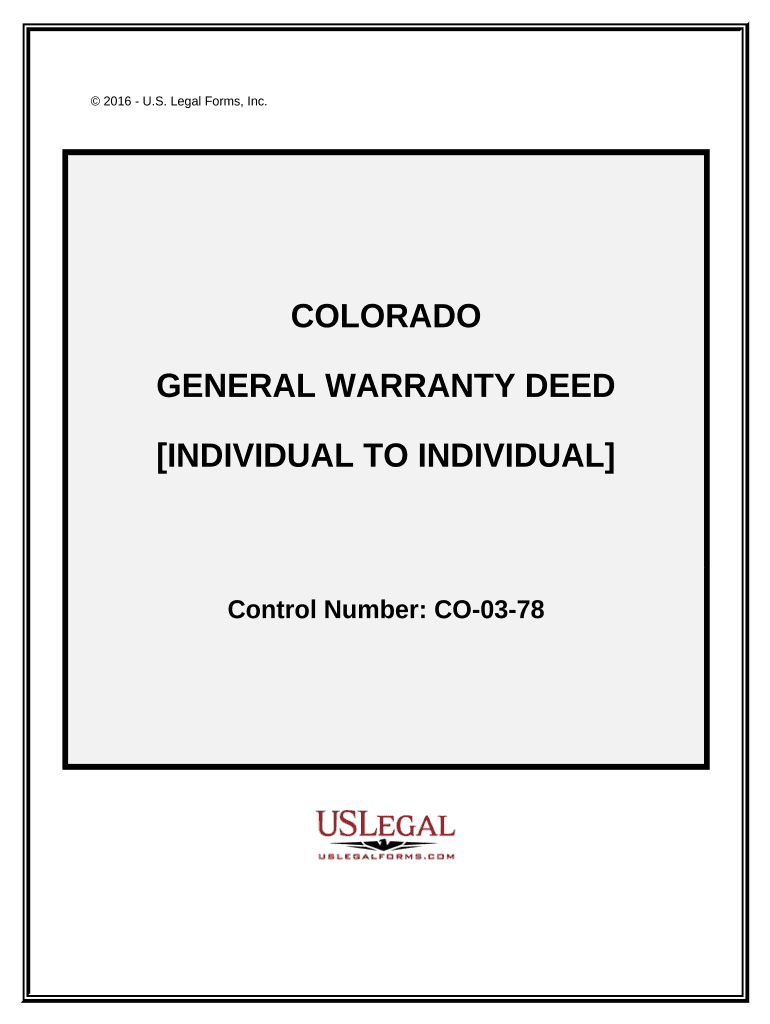 General Warranty Deed Individual to Individual Colorado  Form