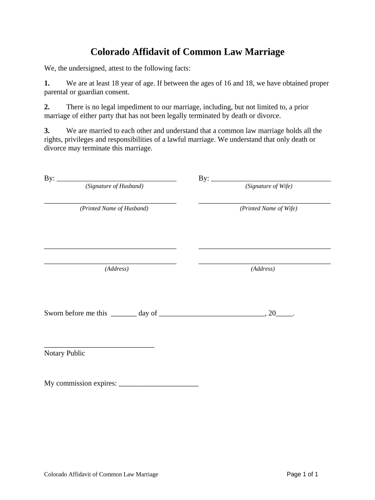 Affidavit Law Marriage  Form