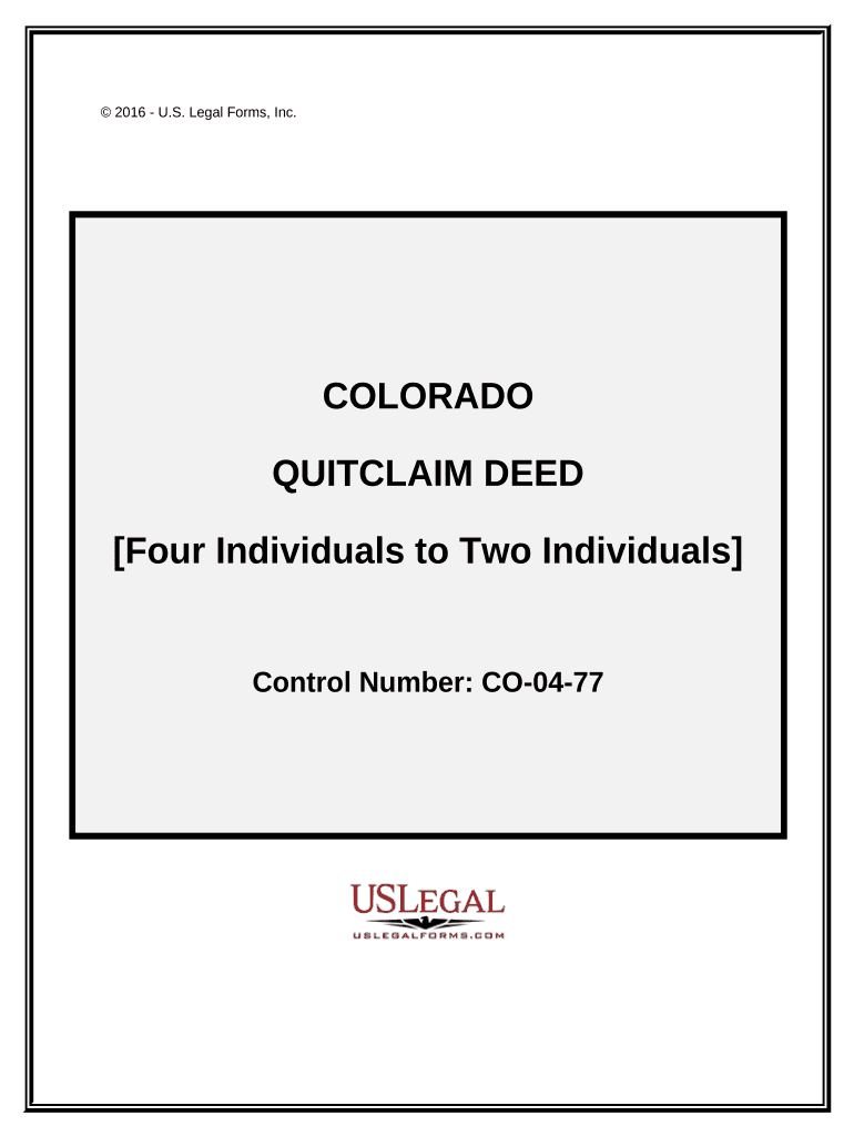 Quitclaim Deed Four Individuals to Two Individuals Colorado  Form