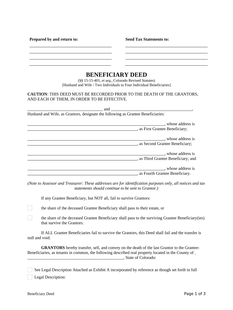 Colorado Beneficiary Deed Form