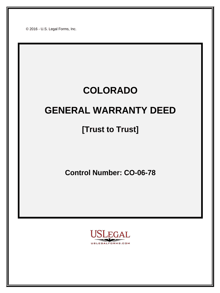 General Warranty Deed from a Trust to a Trust Colorado  Form