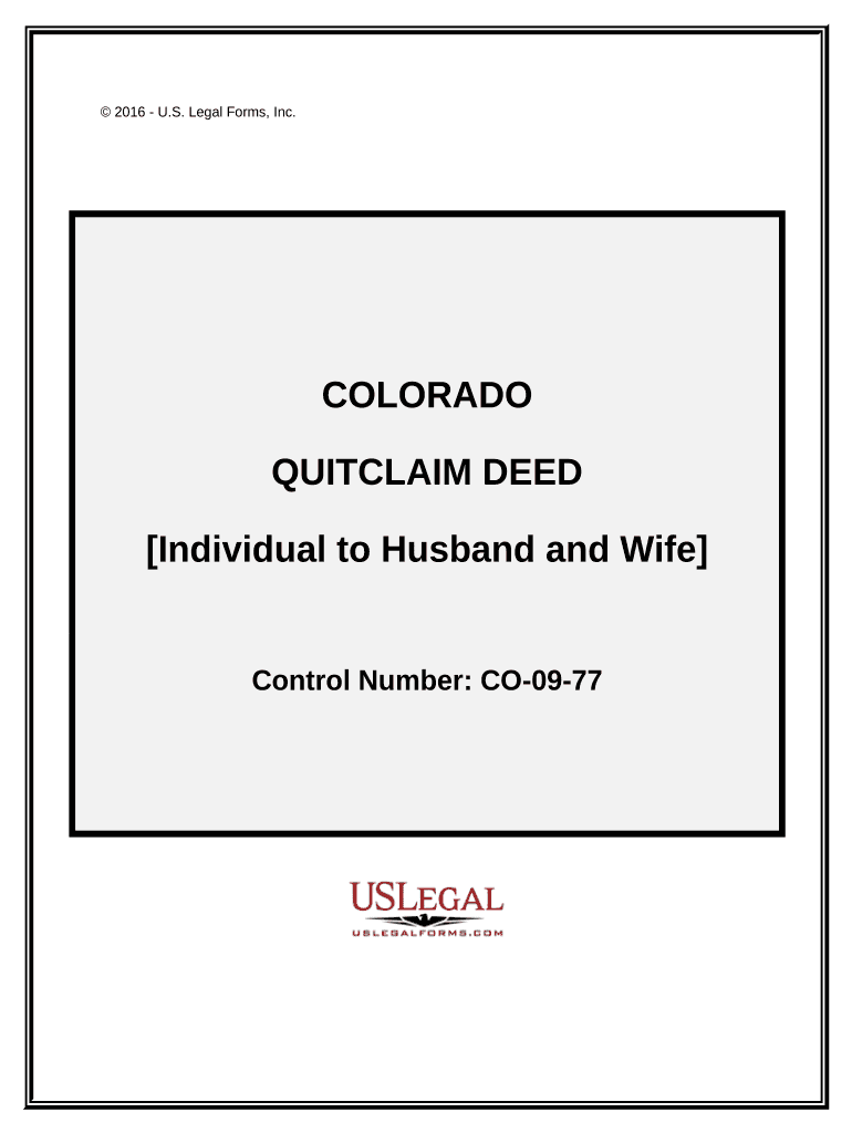 Quitclaim Deed Individual to Husband and Wife Colorado  Form