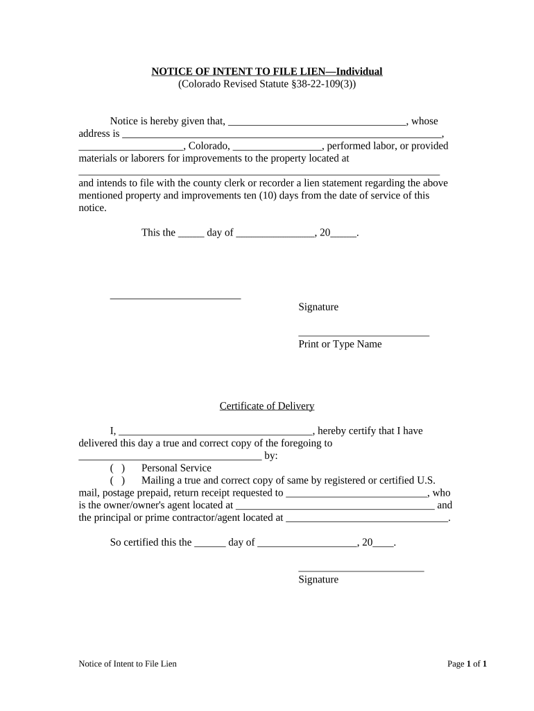 Colorado Notice Intent  Form