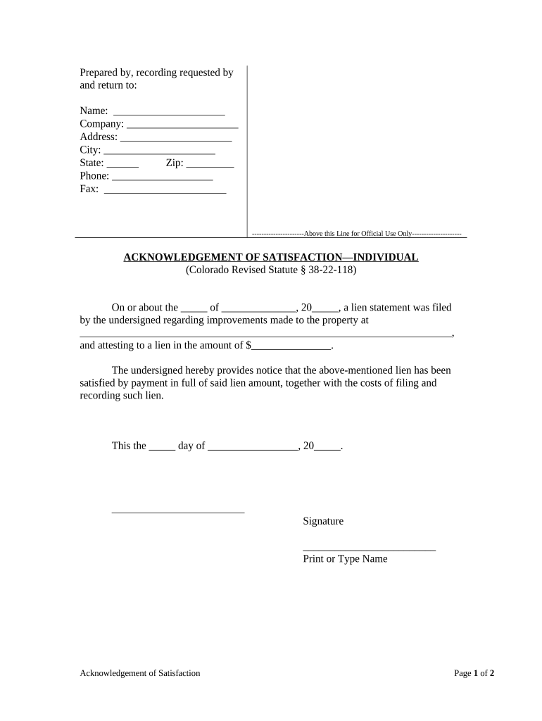 Colorado Satisfaction  Form