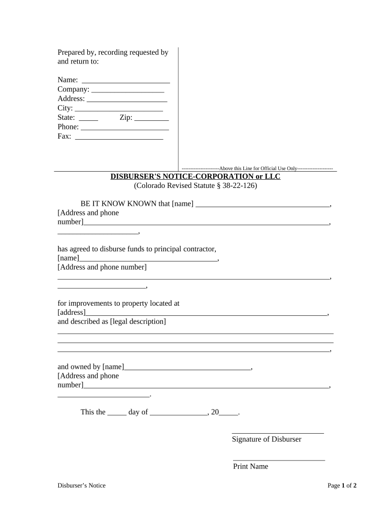 Colorado Corporation Llc  Form