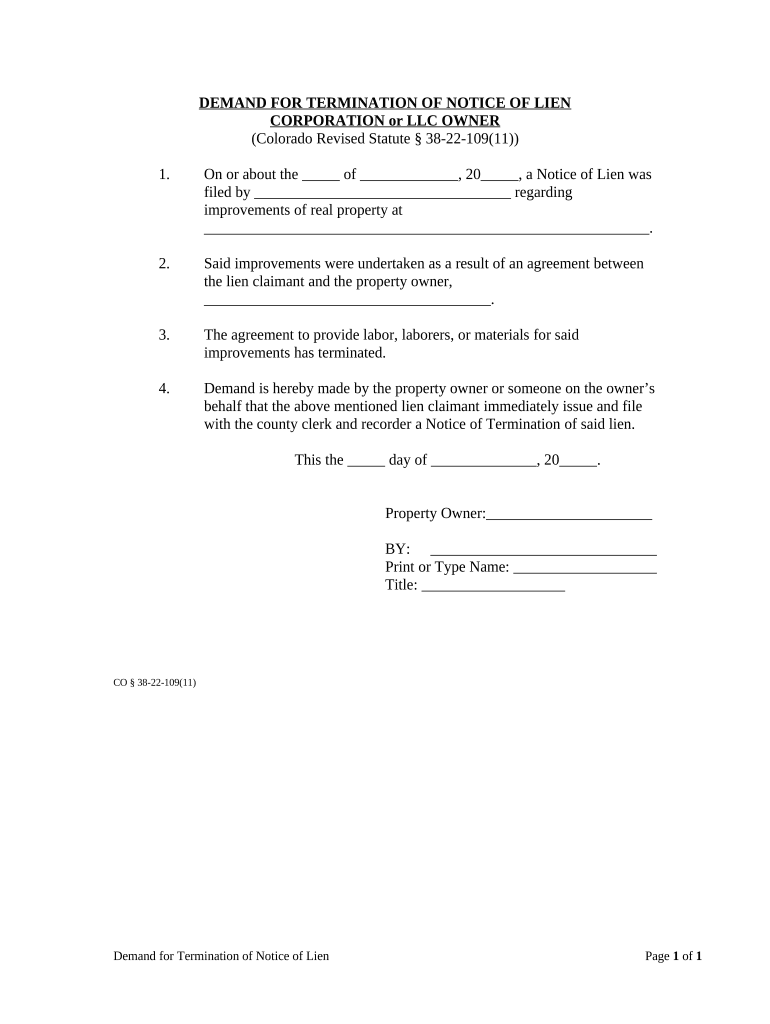 Termination Lien  Form