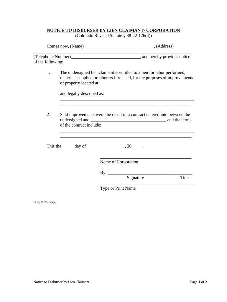 Colorado Corporation Llc  Form