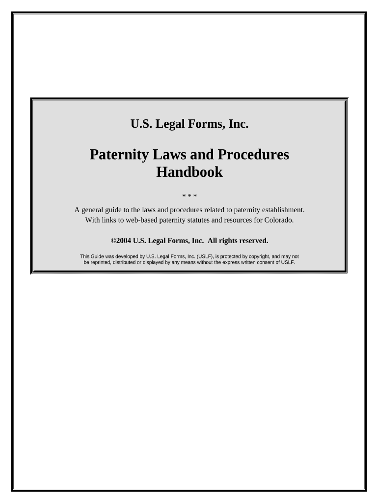 Paternity Law and Procedure Handbook Colorado  Form