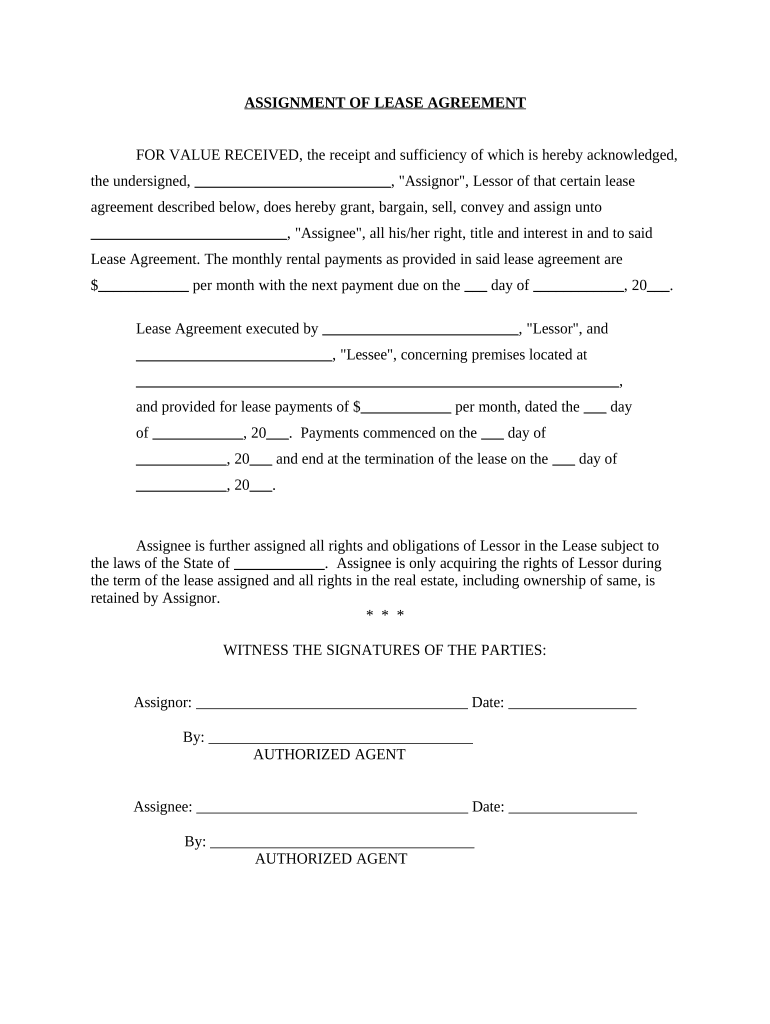 Assignment of Lease from Lessor with Notice of Assignment Colorado  Form