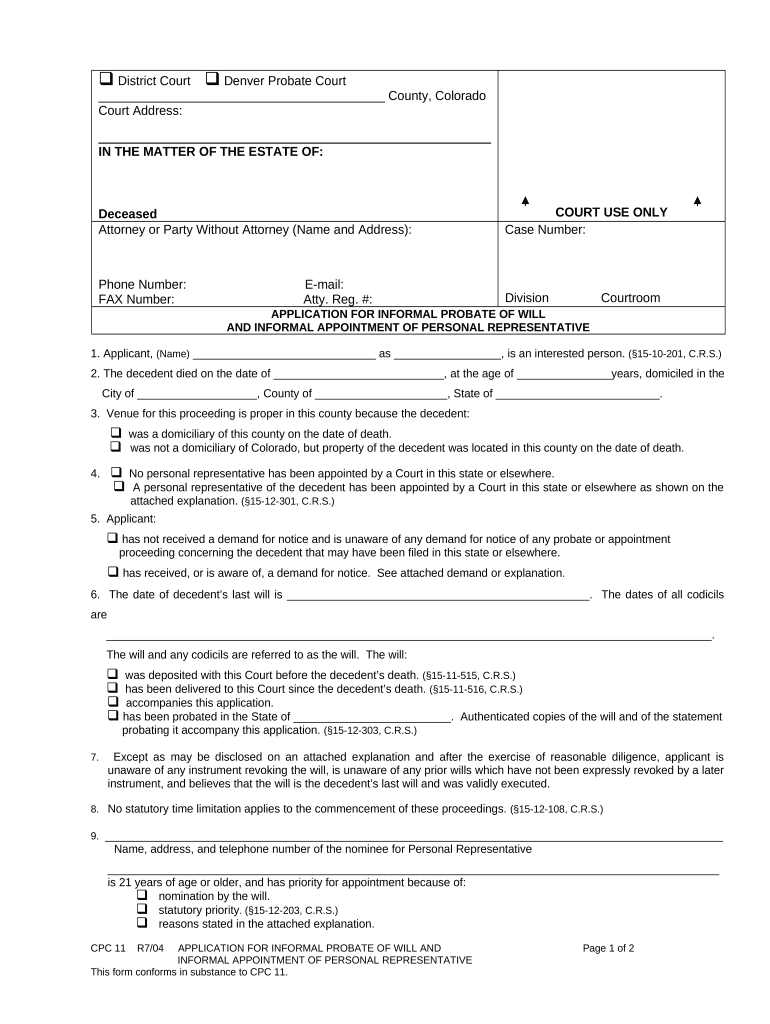 Colorado Appointment Representative  Form