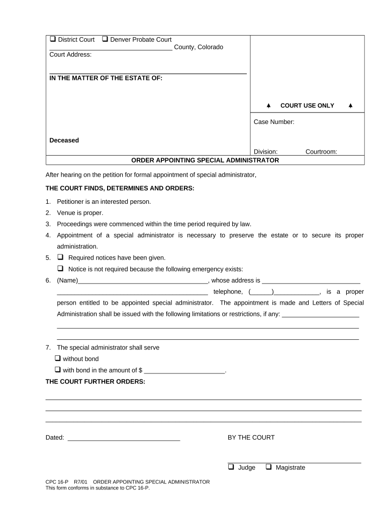 Special Administrator  Form