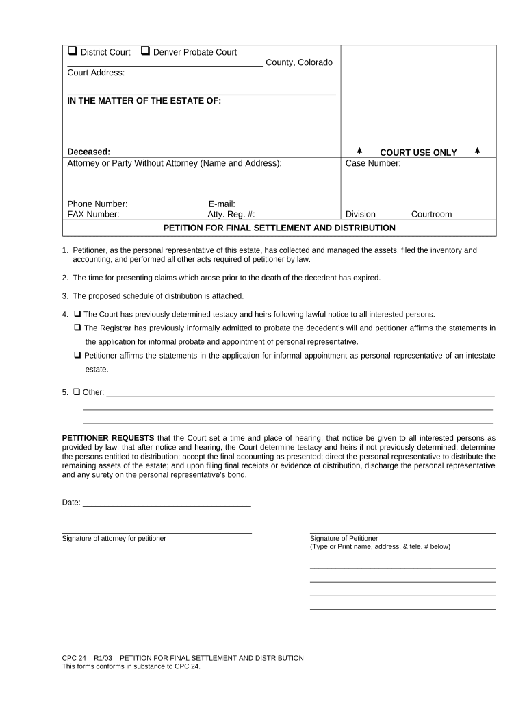 Petition Final Distribution  Form