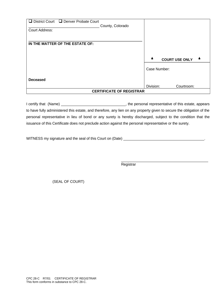 Co Certificate  Form