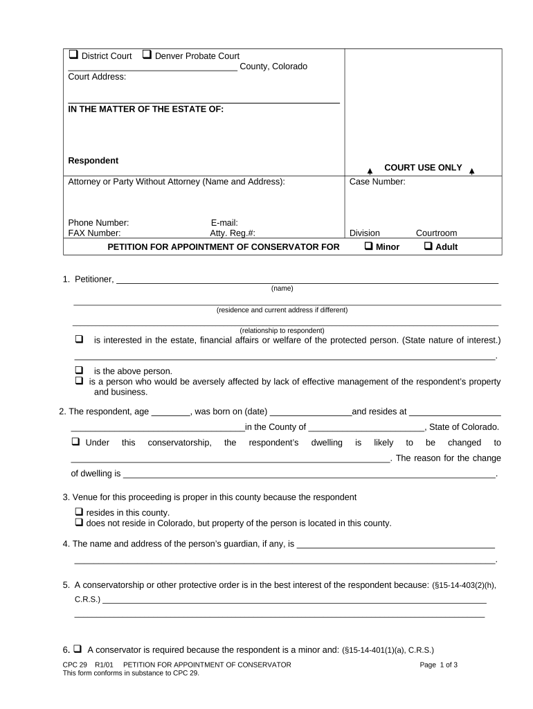 Petition Appointment Conservator  Form