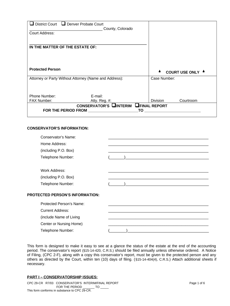 Conservator Final Report Colorado  Form