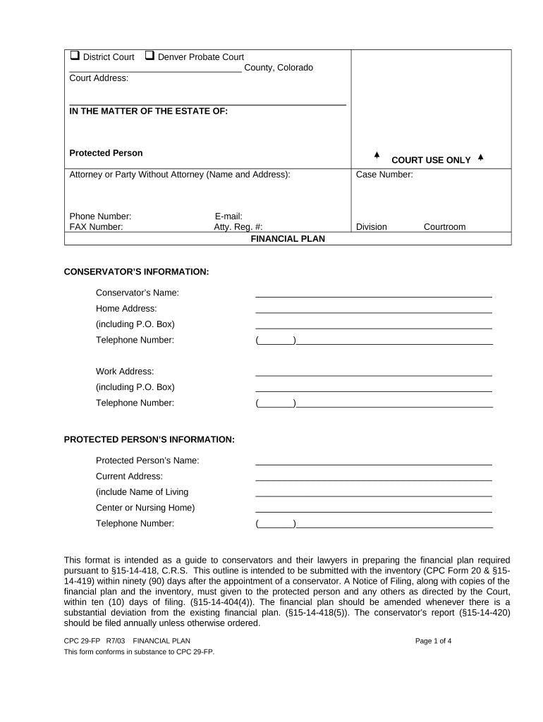 Financial Plan Colorado  Form