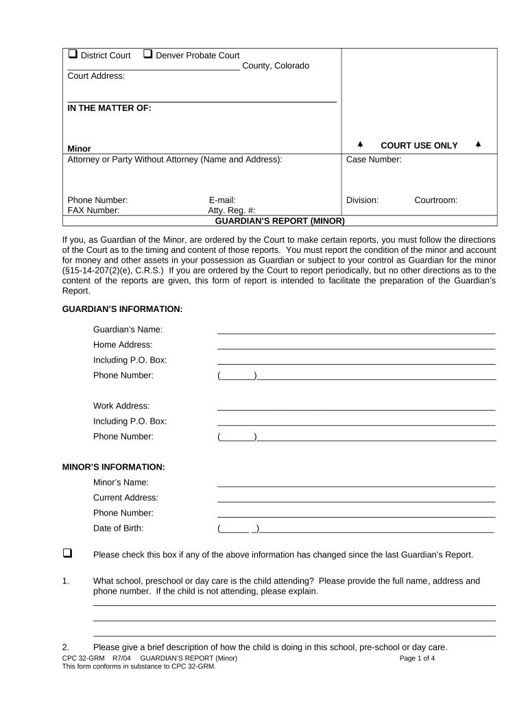 Guardian Report Colorado  Form