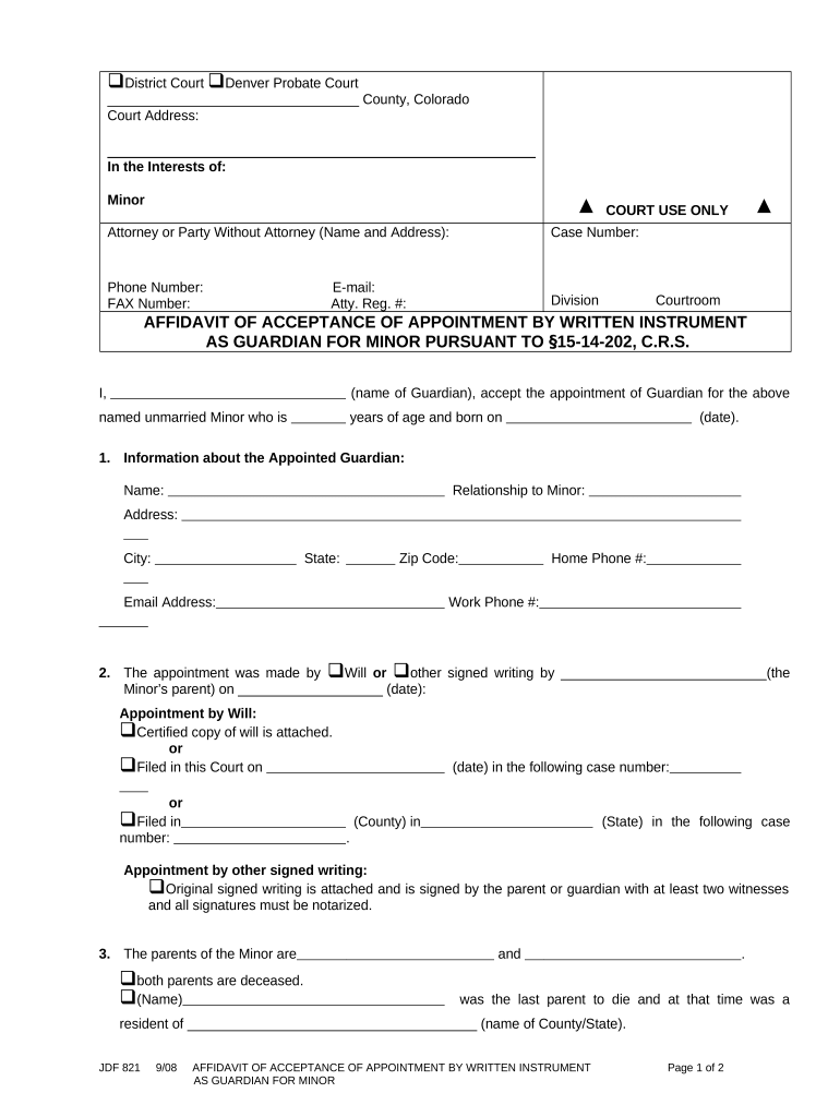 Affidavit Acceptance  Form