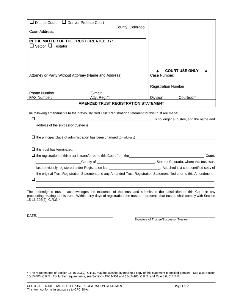 Colorado Amended  Form