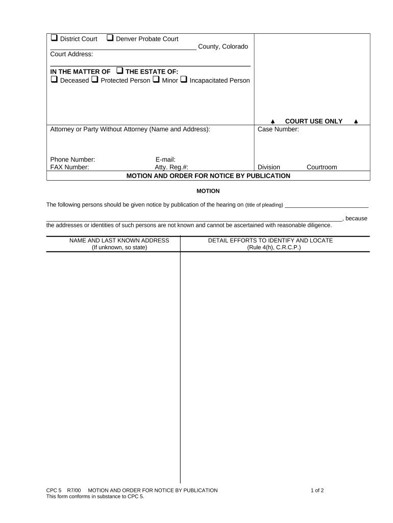 Motion Order Notice  Form