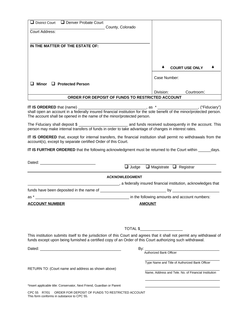 Colorado Deposit  Form