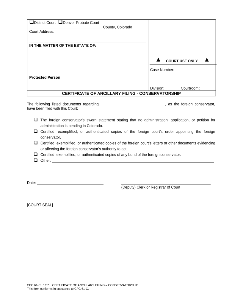 Colorado Ancillary  Form