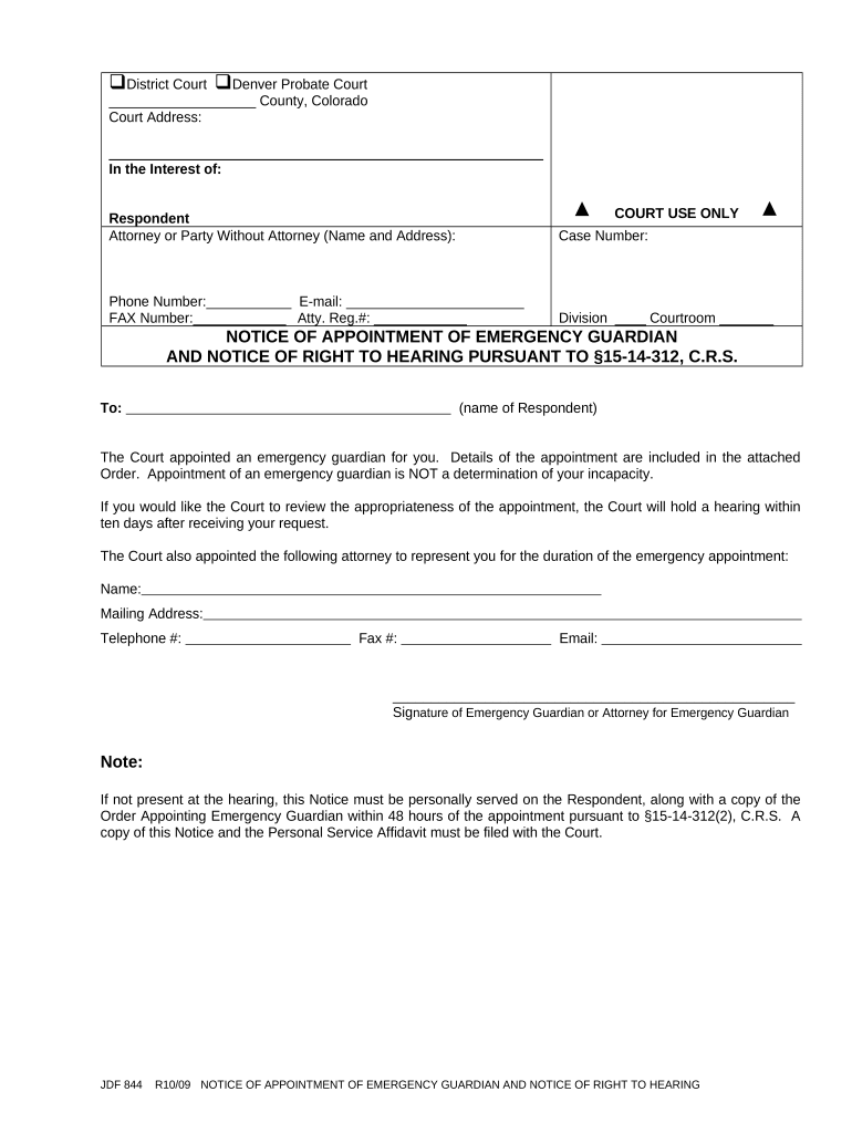 Colorado Notice Hearing  Form