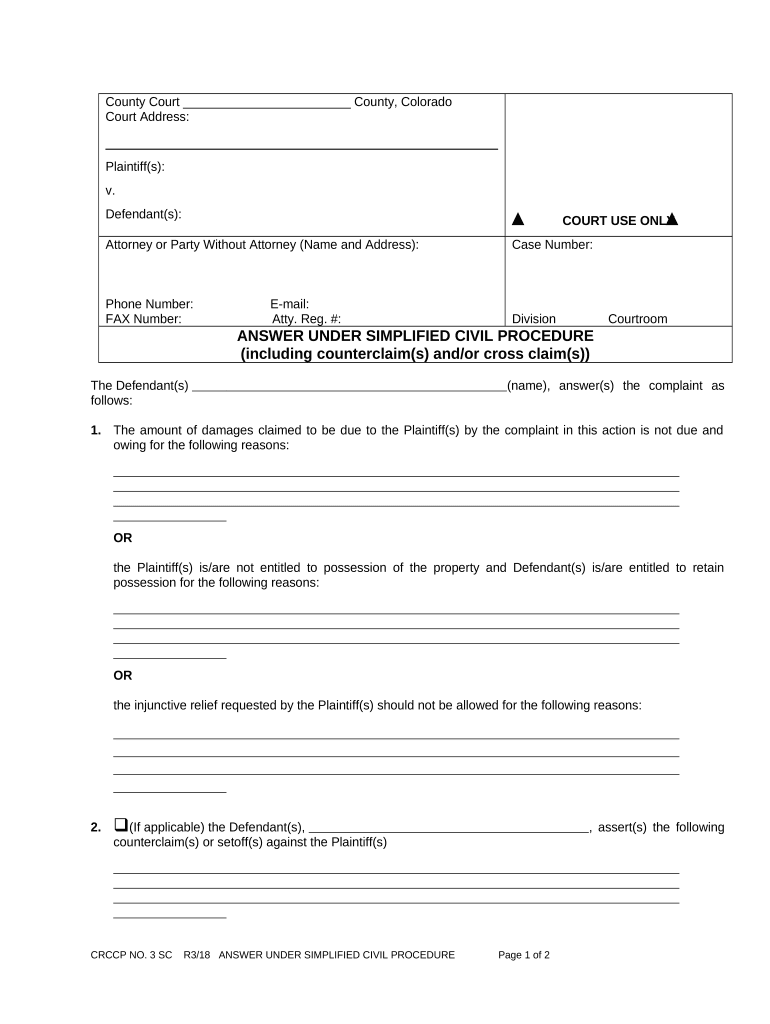 Colorado Procedure  Form