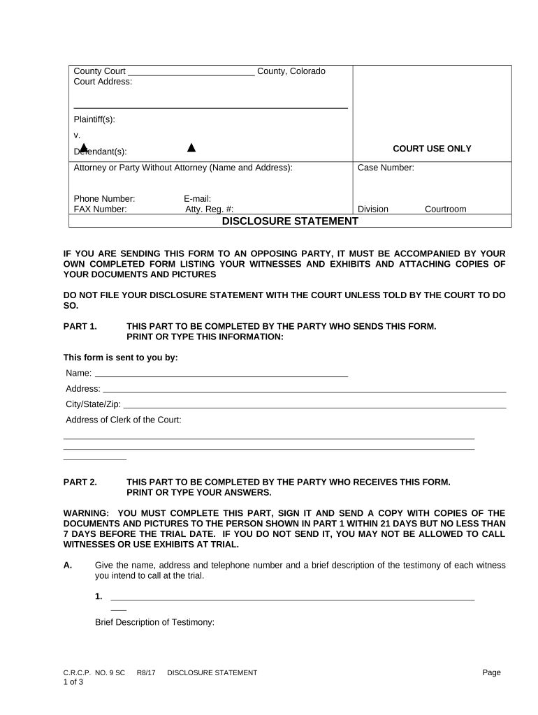 Colorado Disclosure  Form