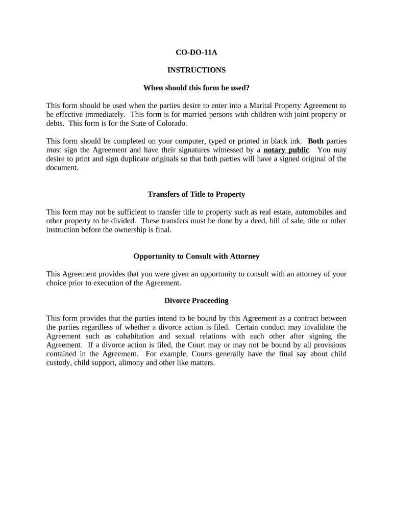 Marital Legal Separation and Property Settlement Agreement Minor Children Parties May Have Joint Property or Debts Effective Imm  Form